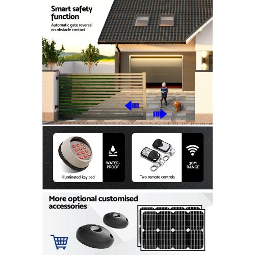 Auto Electric Sliding Gate Opener Keypad Rails – 1800KG 6M 550W + Keypad
