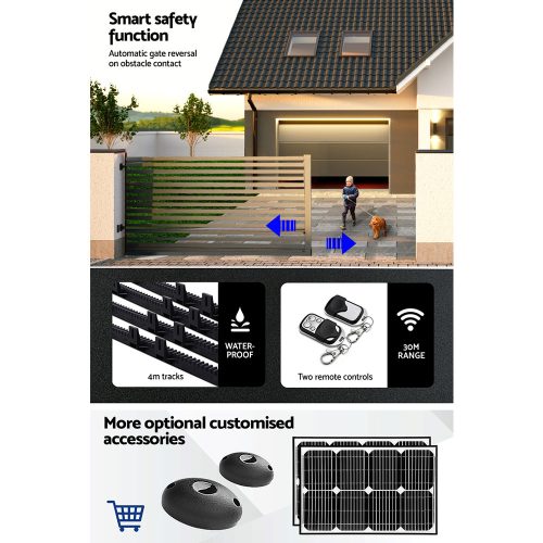 Auto Electric Sliding Gate Opener Keypad Rails – 1800KG 4M 550W