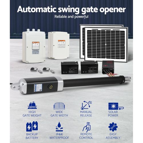 Swing Gate Opener Automatic Electric Solar Power Remote Control – 600KG 5.5M 20w