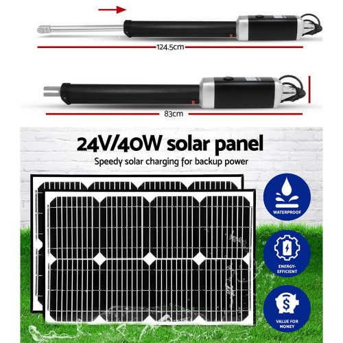 Swing Gate Opener Automatic Electric Solar Power Remote Control – 600KG 5.5M 40w
