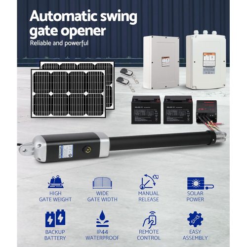 Swing Gate Opener Automatic Electric Solar Power Remote Control – 600KG 5.5M 40w