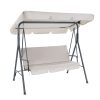 Outdoor Swing Chair Hammock 3 Seater Garden Canopy Bench Seat Backyard – Beige