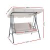 Outdoor Swing Chair Hammock 3 Seater Garden Canopy Bench Seat Backyard – Beige