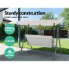 Outdoor Swing Chair Hammock 3 Seater Garden Canopy Bench Seat Backyard – Beige