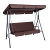Outdoor Swing Chair Hammock 3 Seater Garden Canopy Bench Seat Backyard – Brown