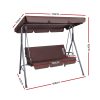 Outdoor Swing Chair Hammock 3 Seater Garden Canopy Bench Seat Backyard – Brown