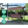 Outdoor Swing Chair Hammock 3 Seater Garden Canopy Bench Seat Backyard – Brown
