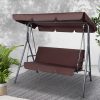Outdoor Swing Chair Hammock 3 Seater Garden Canopy Bench Seat Backyard – Brown