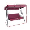 Outdoor Swing Chair Hammock 3 Seater Garden Canopy Bench Seat Backyard – Wine Red