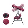Outdoor Swing Chair Hammock 3 Seater Garden Canopy Bench Seat Backyard – Wine Red
