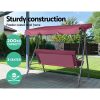 Outdoor Swing Chair Hammock 3 Seater Garden Canopy Bench Seat Backyard – Wine Red