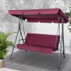 Outdoor Swing Chair Hammock 3 Seater Garden Canopy Bench Seat Backyard – Wine Red