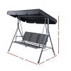 Outdoor Swing Chair Garden Bench Furniture Canopy 3 Seater Mesh Black