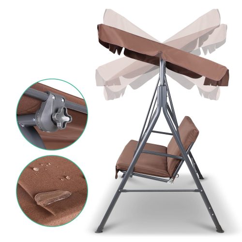 Outdoor Swing Chair Hammock 3 Seater Garden Canopy Bench Seat Backyard – Coffee