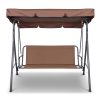 Outdoor Swing Chair Hammock 3 Seater Garden Canopy Bench Seat Backyard – Coffee