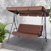 Outdoor Swing Chair Hammock 3 Seater Garden Canopy Bench Seat Backyard – Coffee
