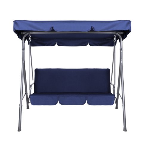 Outdoor Swing Chair Hammock 3 Seater Garden Canopy Bench Seat Backyard – Navy Blue