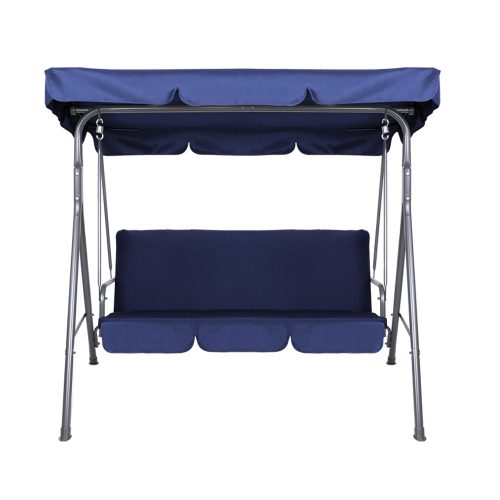 Outdoor Swing Chair Hammock 3 Seater Garden Canopy Bench Seat Backyard – Navy Blue
