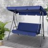 Outdoor Swing Chair Hammock 3 Seater Garden Canopy Bench Seat Backyard – Navy Blue