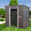 Garden Shed with Base Flat Roof Outdoor Storage – 121 x 194 x 182 cm, Grey