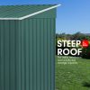 Garden Shed with Base Flat Roof Outdoor Storage – 131 x 238 x 182 cm, Green