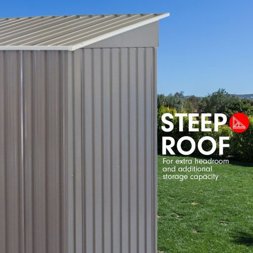 Garden Shed Flat Outdoor Storage Shelter – 131 x 238 x 182 cm, Grey