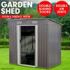 Garden Shed Flat Outdoor Storage Shelter – 131 x 238 x 182 cm, Grey