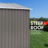 Garden Shed Spire Roof Outdoor Storage Shelter – Grey – 4 x 6 FT, Grey