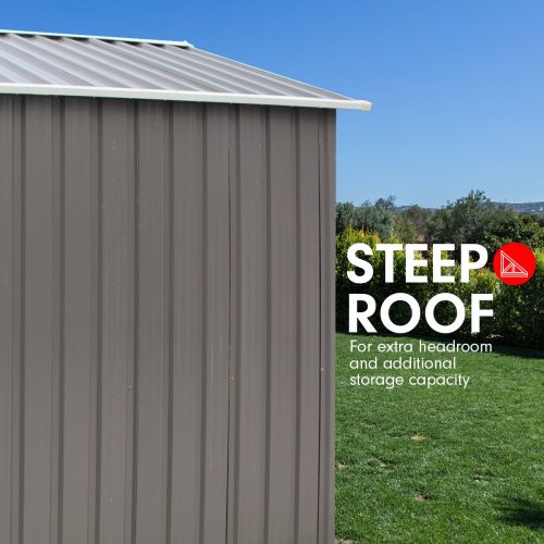 Garden Shed Spire Roof Outdoor Storage Shelter – Grey – 4 x 6 FT, Grey