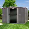 Garden Shed Spire Roof Outdoor Storage Shelter – Grey – 6 x 8 FT, Grey