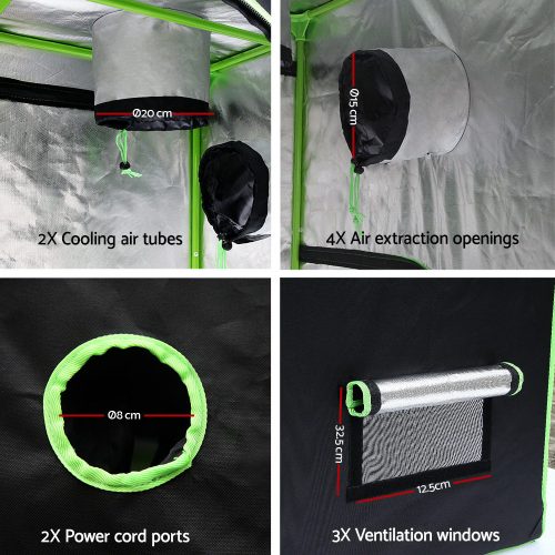 Green Fingers Weather Proof Lightweight Grow Tent – 120x120x200 cm, Green