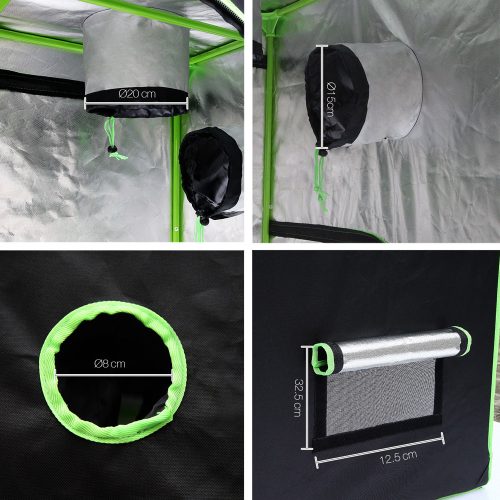 Green Fingers Weather Proof Lightweight Grow Tent – 120x120x200 cm, Green