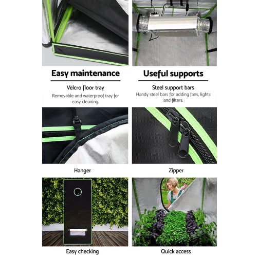 Green Fingers Weather Proof Lightweight Grow Tent – 120x120x200 cm, Green