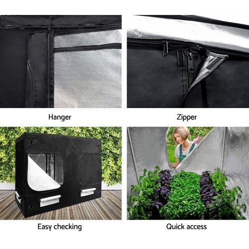 Green Fingers Weather Proof Lightweight Grow Tent – 240x120x200 cm, Black