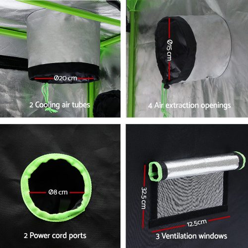 Green Fingers Weather Proof Lightweight Grow Tent – 60x60x140 cm, Green
