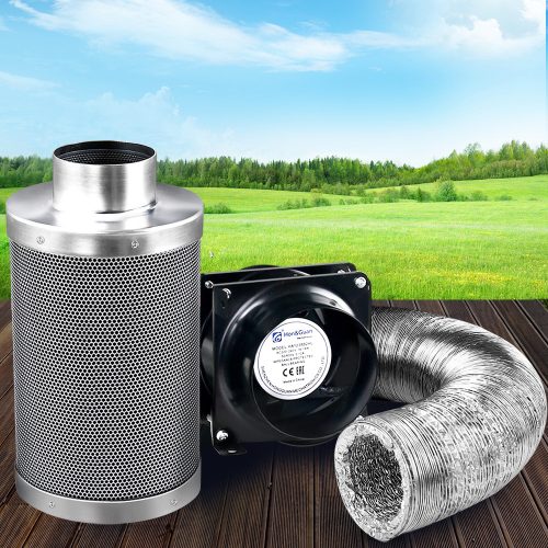 Hydroponics Grow Tent Ventilation Kit Vent Fan Carbon Filter Duct Ducting – 6IN