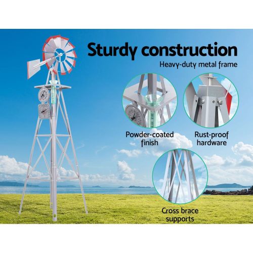 Garden Windmill Metal Ornaments Outdoor Decor Ornamental Wind Will – 45x45x186 cm