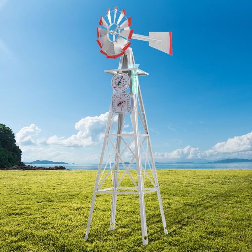 Garden Windmill Metal Ornaments Outdoor Decor Ornamental Wind Will – 65x65x245 cm