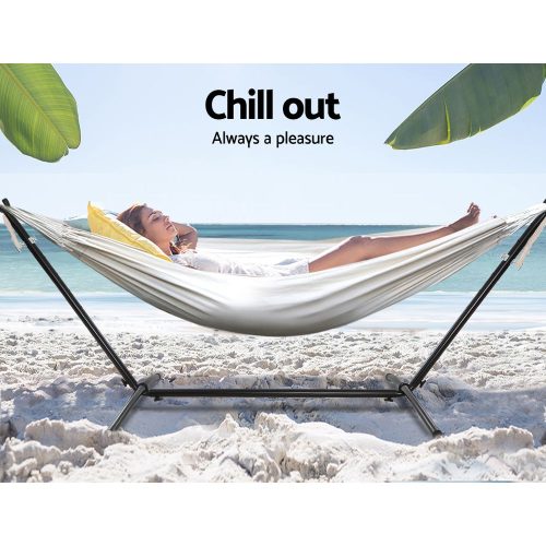 Hammock Bed Camping Chair Outdoor Lounge Single Cotton with Stand