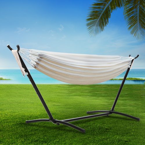 Hammock Bed Camping Chair Outdoor Lounge Single Cotton with Stand