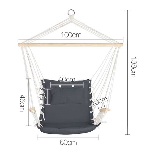 Hammock Hanging Swing Chair – Grey, Without Stand