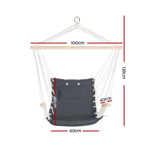 Hammock Hanging Swing Chair – Grey, Without Stand