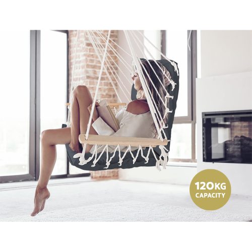 Hammock Hanging Swing Chair – Grey, Without Stand