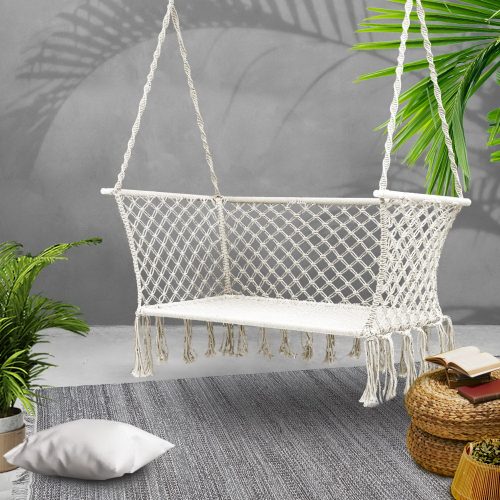 Camping Hammock Chair Patio 2 Person Swing Hammocks Double Portable – Cream