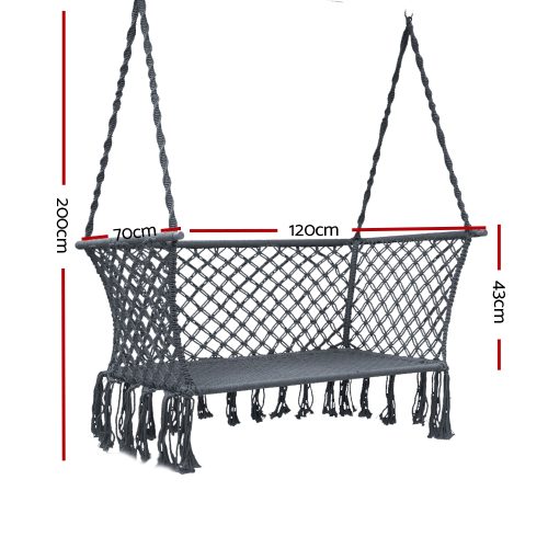 Camping Hammock Chair Patio 2 Person Swing Hammocks Double Portable – Grey