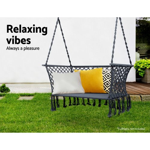 Camping Hammock Chair Patio 2 Person Swing Hammocks Double Portable – Grey