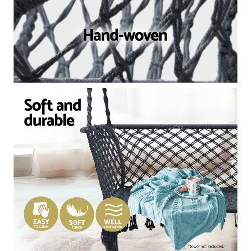 Camping Hammock Chair Patio 2 Person Swing Hammocks Double Portable – Grey