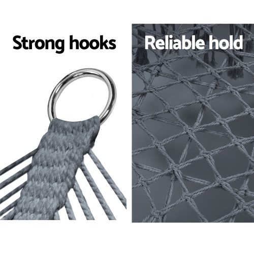 Camping Hammock Chair Patio 2 Person Swing Hammocks Double Portable – Grey