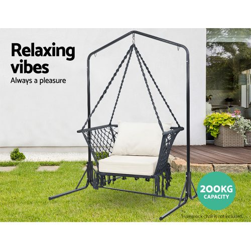 Double Hammock Chair Stand Steel Frame 2 Person Outdoor Heavy Duty 200KG – With U Shap Stand