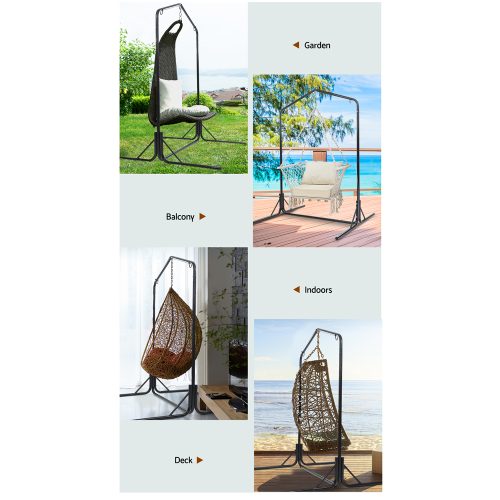 Double Hammock Chair Stand Steel Frame 2 Person Outdoor Heavy Duty 200KG – With U Shap Stand